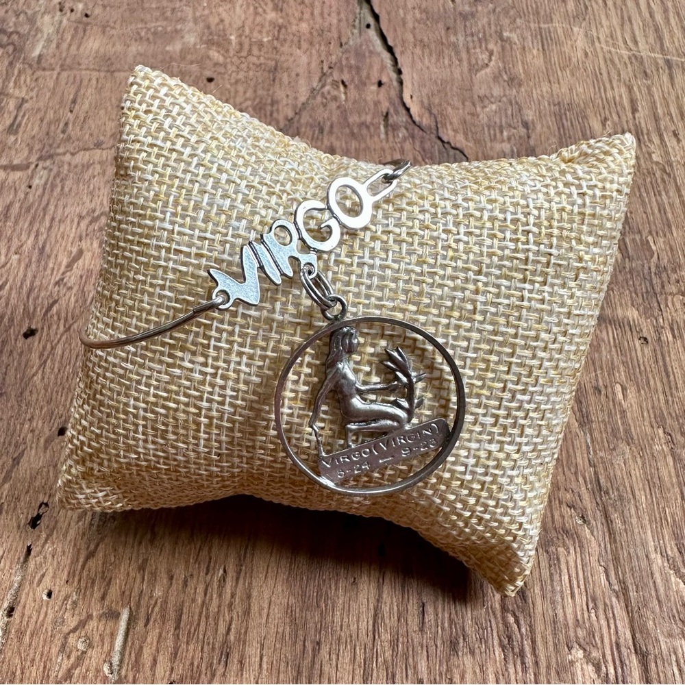 Vintage Virgo zodiac charm wire bracelet